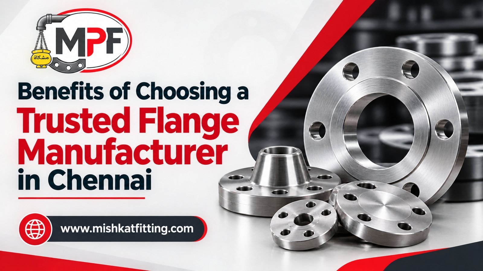 Weld neck, slip-on and blind flanges manufactured by Mishkat Pipe Fittings Co. in Chennai
