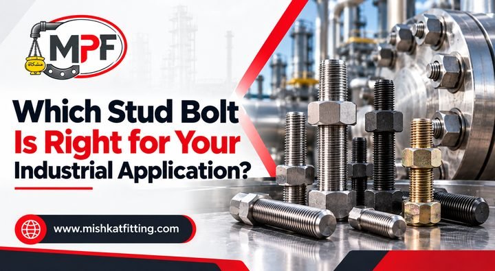 Stud bolts and heavy hex nuts for industrial flange joints by Mishkat Pipe Fittings Co.
