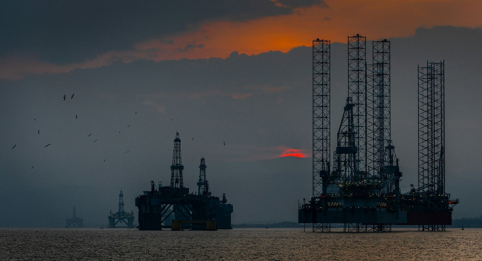 Offshore oil rig platform at sea