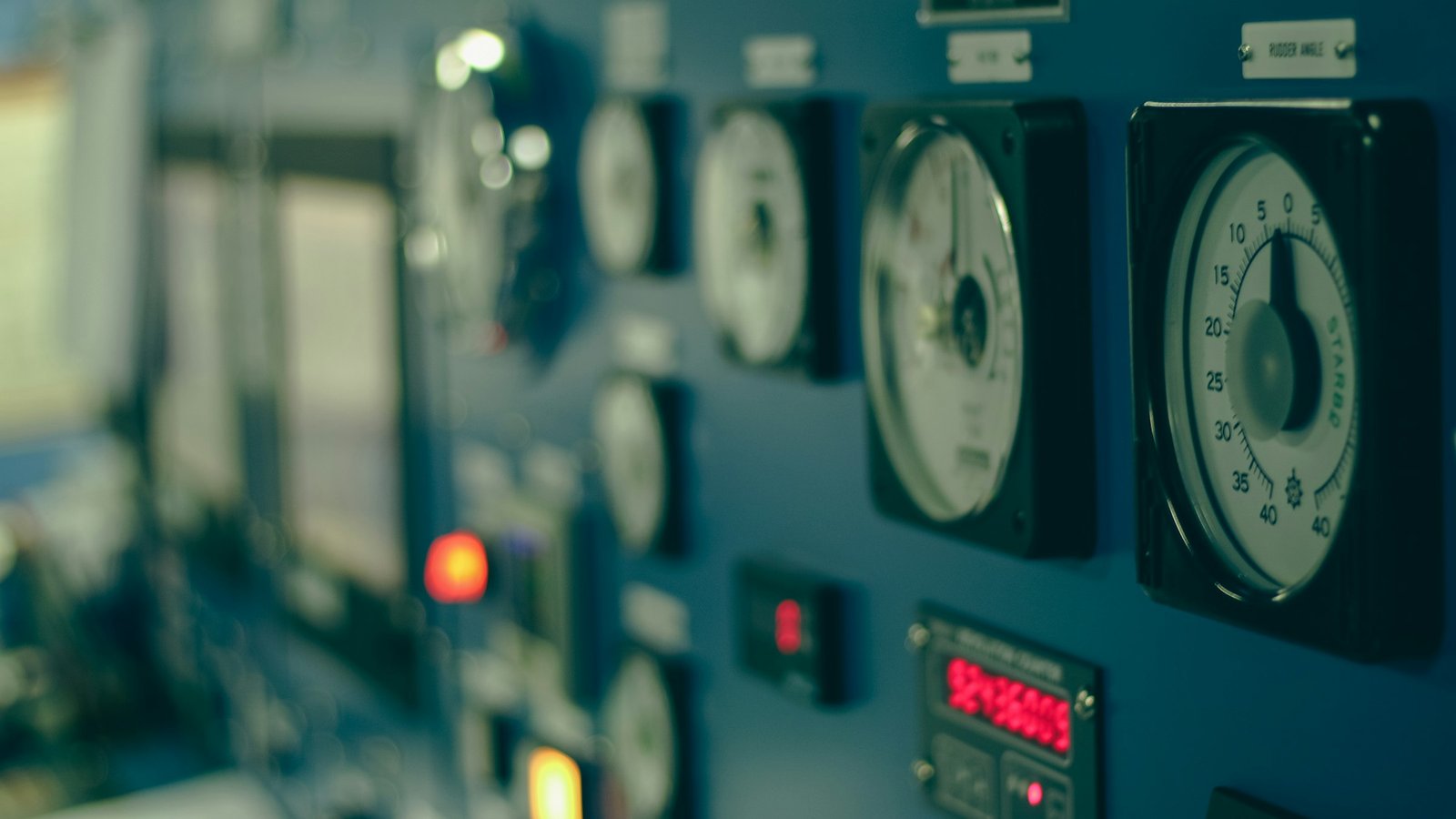 Close-up of a ship control panel