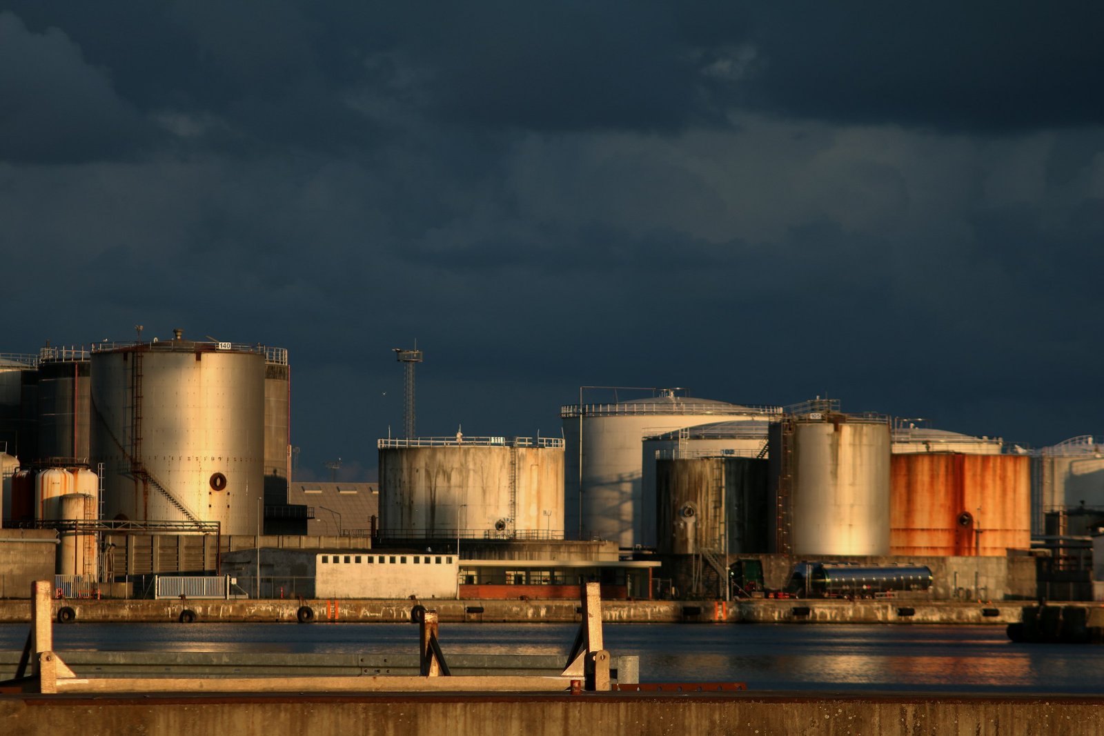 Large industrial offshore facility on water